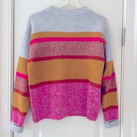 LOFT Lou & Grey Pink/Gold/Gray Multi Stripe Sweater Size XS - Picture 4 of 8